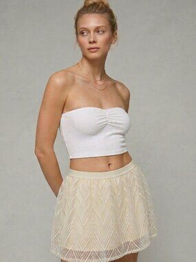 American Eagle Embroidered Tulle Mini Skirt